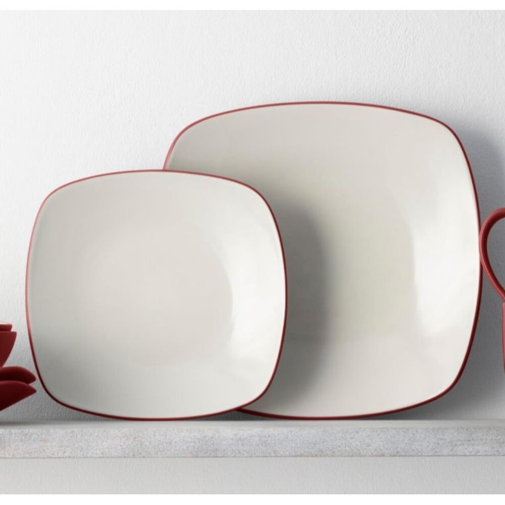 Noritake Colorwave Raspberry Square 4-Piece Stoneware Place Setting Set 8045-04P - Picture 4 of 8